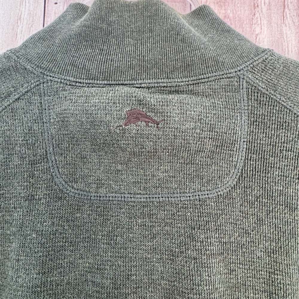 Tommy Bahama Reversible 1/4 Zip Ribbed Knit Pull Olive Green/Brown Men's Large‎ - Picture 14 of 15